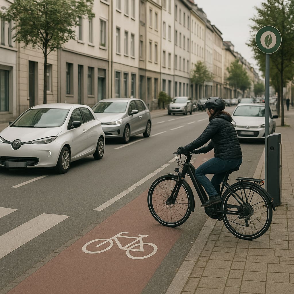Städtische Verkehrsszene in Deutschland mit Umweltzonen-Kontext